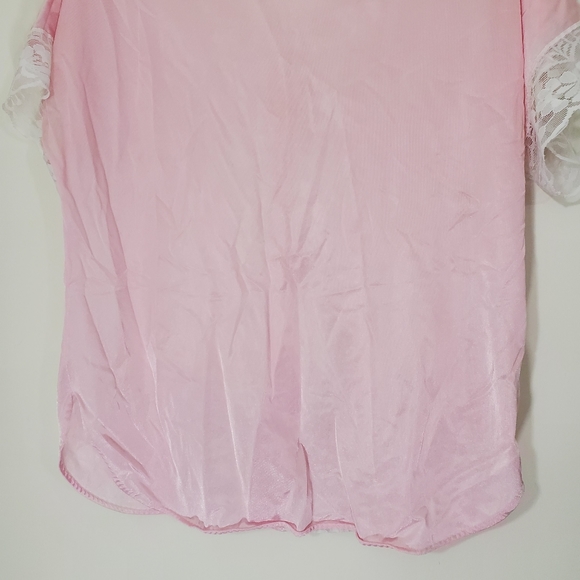 Exclusively Yours Vintage Pink Lace Pajama Top, Size Large - Picture 6 of 10